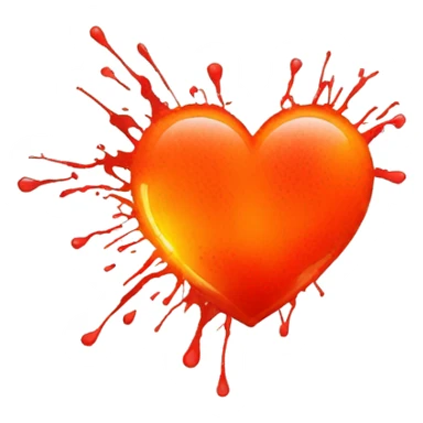 bleeding red heart glowing red-orange with splatter sticker