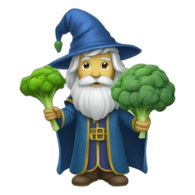 A wizard holding a broccoli sticker