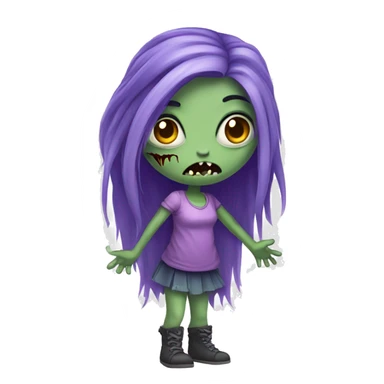 Cute purple girl zombie with long hair sticker