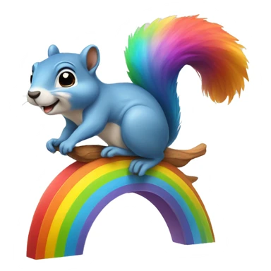 Squirrel riding a rainbow sticker