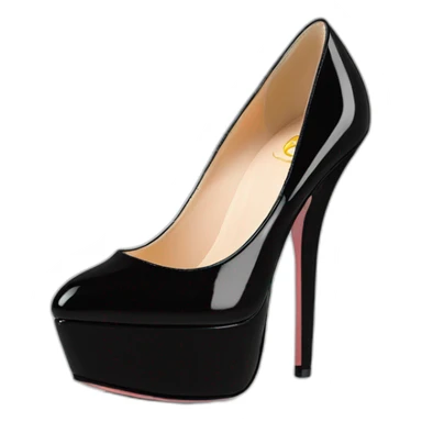 One view back Black Patent Leather Daffodile Platform Heels sticker