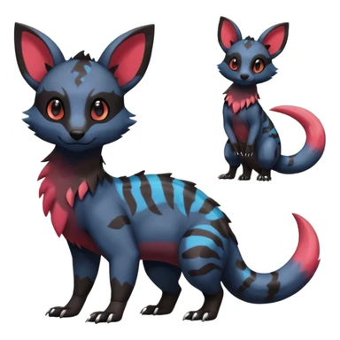 Rare exotic cute epic aesthetic gothic colorful Salandit-Eevee-Civet-species-Fakemon-hybrid-creature, with markings, full body sticker