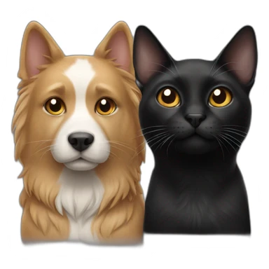 Cat black and dog withe sticker