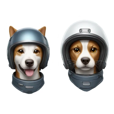 Replace cat with dog and with same helmet  sticker