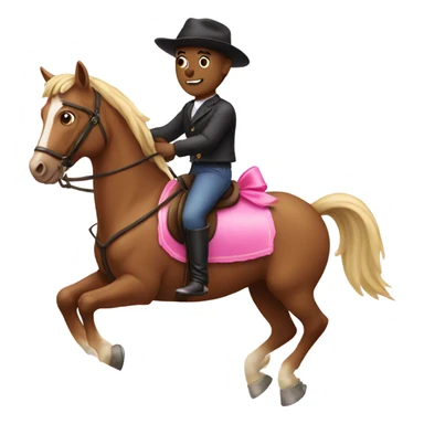 Men riding a horse with a pink bow  sticker