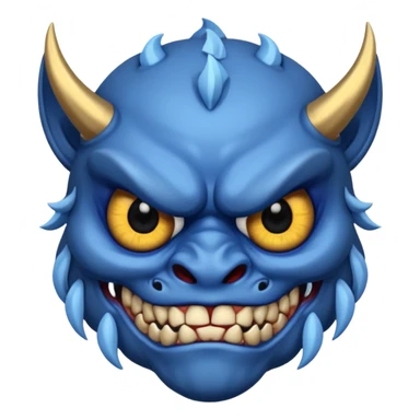 blue oni with black eye ball and gold iris sticker