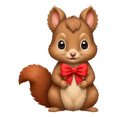 baby squirrel with a tiny red bow sticker