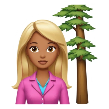 Brown skin blonde hair barbie in front of the woodd sticker