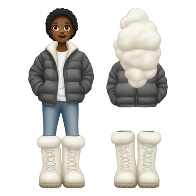 Puffy oversized chunky white boots sticker