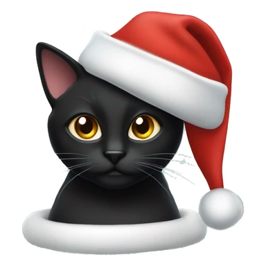 Black cat with Santa hat sticker