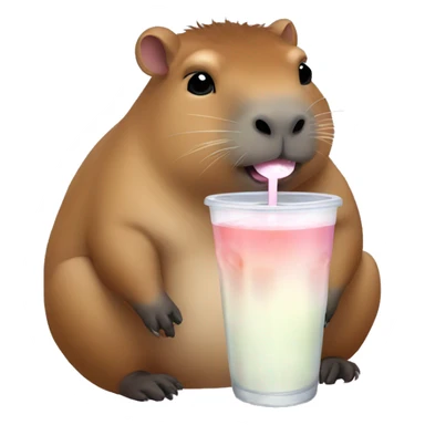 Capybara drinking boba sticker