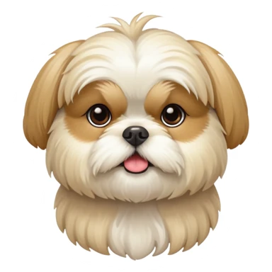 generame la imagen de un perrito raza chitzu de color cremita, totalmente cremita sin esos colores marron oscuro en su cara sticker