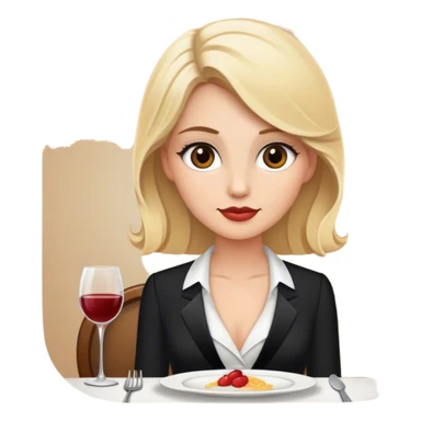 Luxury blonde model, brown eyes, honeymoon dinner sticker