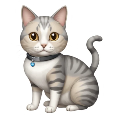 disabled grey and white cat in pet mobility aide sticker