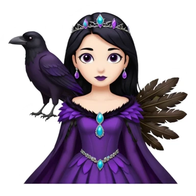 Raven Princess – feather brooch + plum gown sticker