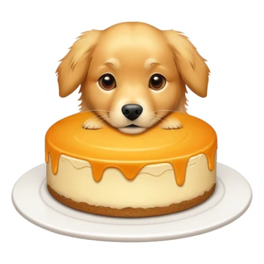 more golden, orange, toned, golden retriever, dog being turned into a cheesecake ￼ sticker