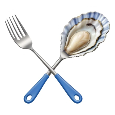 blue-handled oyster fork sticker