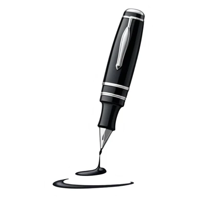 fountain pen drawing a smooth curved line, representing logo design sticker