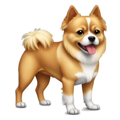 Pitbull mixed Pomeranian full body blonde red and white, short legs long body, long hair  sticker