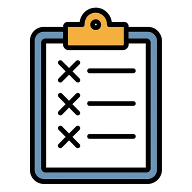 clipboard with list, all goals missed sticker