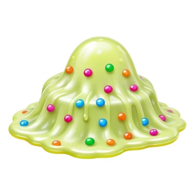 Cinematic Realistic Clear Slime Mixed with Sprinkles, ultra-transparent with suspended colorful candy-like specks, light refracting through each tiny piece, soft gelatinous texture catching highlights, stretching and bending in a mesmerizing way, glowing with a magical, almost surreal quality. sticker
