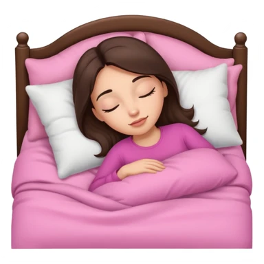 brunette-single-girl-in-pink-bed-sleeping-pretty-eyelashes-light-skin sticker