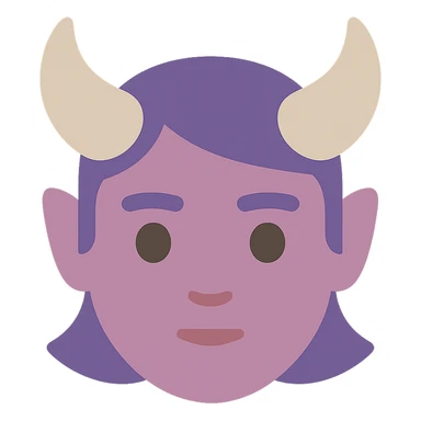 flat icon of a tiefling face with horns, no line border, color-filled style sticker