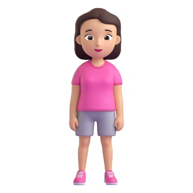 girl with oval-shaped head with flat top wearing a pink t-shirt sticker