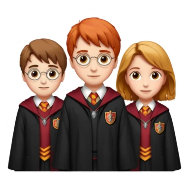 harry potter, ronald weasley and hermione granger in gryfinndor uniform sticker