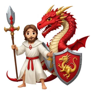 иисус  христос с щитом сражается с драконом  sticker