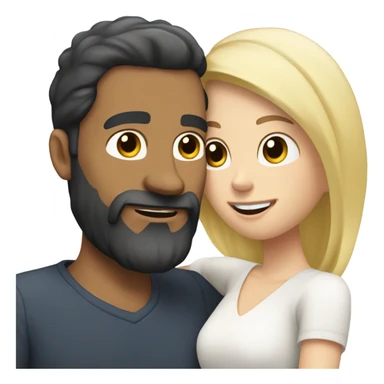 Caucasian white man, short black hair, long beard, hugging a white woman, blonde hair  sticker