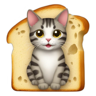 Katze mit kopf im  brot sticker