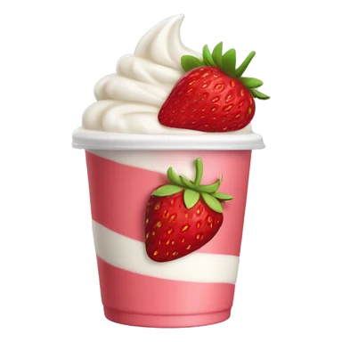 A plastic cup of strawberries and cream sticker
