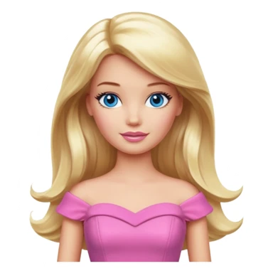 barbie, long blonde hair, pink dress, with blue eyes sticker