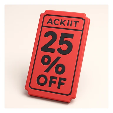 25% off discount ticket, 3d-emoji style, more detailed sticker