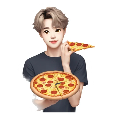 Jimin con una pizza en la mano sticker