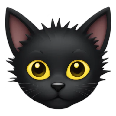 Black cat with spiky fur and big yellow eyes sticker