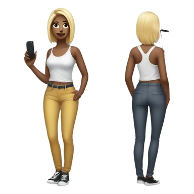 Hot girl with pants and phone sticker