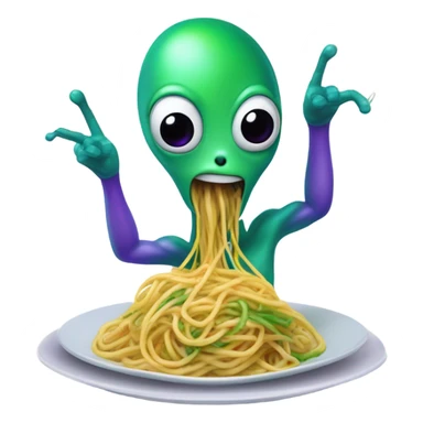 Alien eating spaghetti sticker