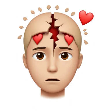 broken heart above a person's head, showing stress or sadness sticker