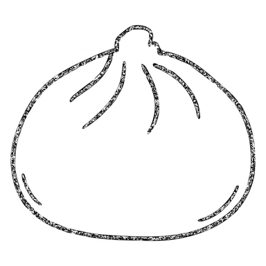 minimalist hand-drawn outline of a banh bao, no fill, slightly irregular lines sticker