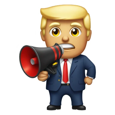 trump holds loudspeaker sticker