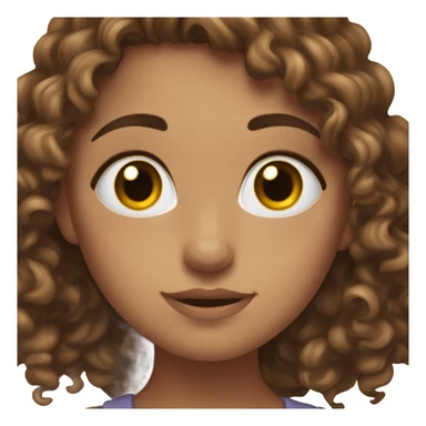 Girl with Brown curly hair and Brown eyas. Light coplexion.  sticker