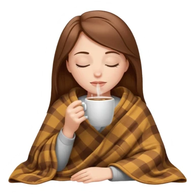 brown-haired white girl inside a blanket sipping coffee eyes closed sticker