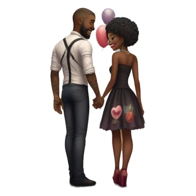 Romantic carnival date for beautiful tattooed couple sticker