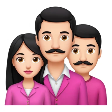 White couple, boy with a mustache and black hair, the girl with long black hair in pink clothesWhite couple, boy with a mustache and black hair, the girl with long black hair in pink clothes sticker
