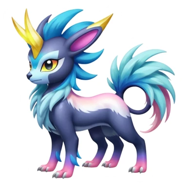 Shiny Sunny furry neon colorful scaly painted Asian pastel-gradient Absol-Meloetta-Solgaleo-Luxray-Suicune-fusion sticker