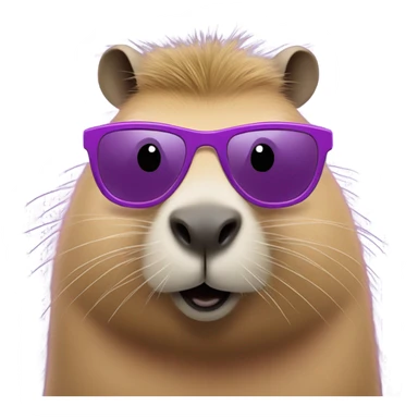 capybara with purple tutu, pink sunglasses, and red lipstick sticker