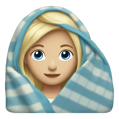 Blond girl blue eyes with blanket sticker