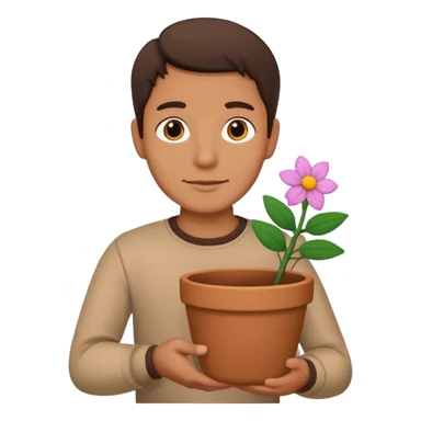 man holding a flower pot sticker